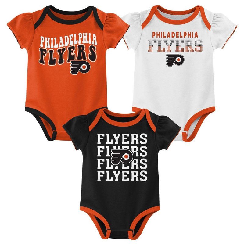 slide 1 of 4, NHL Philadelphia Flyers Infant Girls' 3pk Bodysuits - 6-9M, 3 ct