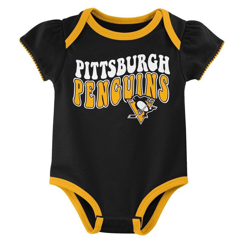 slide 4 of 4, NHL Pittsburgh Penguins Infant Girls' 3pk Bodysuits - 18M, 3 ct