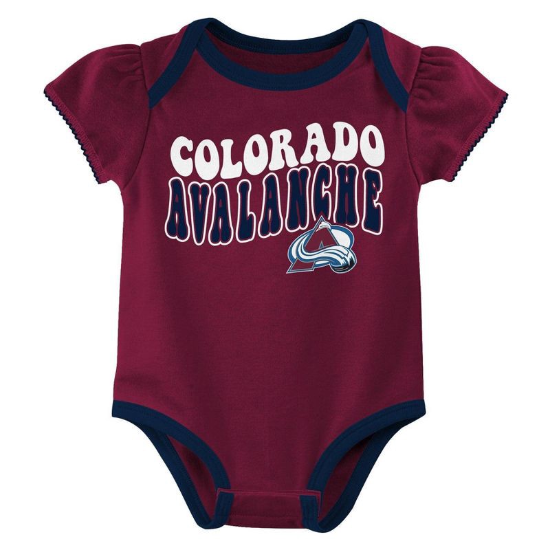 slide 4 of 4, NHL Colorado Avalanche Infant Girls' 3pk Bodysuits - 0-3M, 3 ct