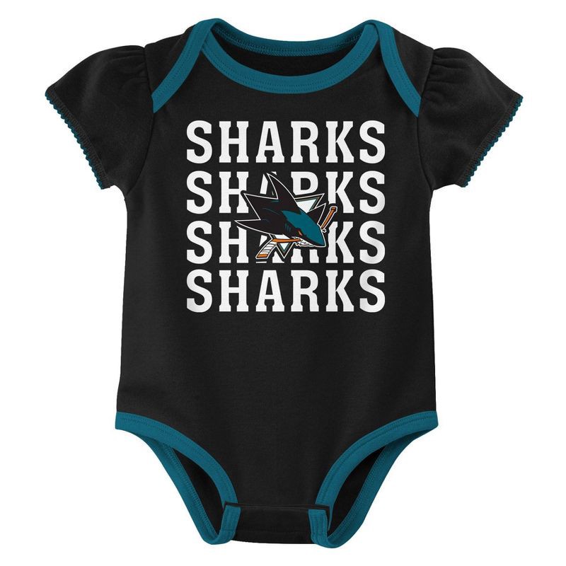 slide 3 of 4, NHL San Jose Sharks Infant Girls' 3pk Bodysuits - 3-6M, 3 ct