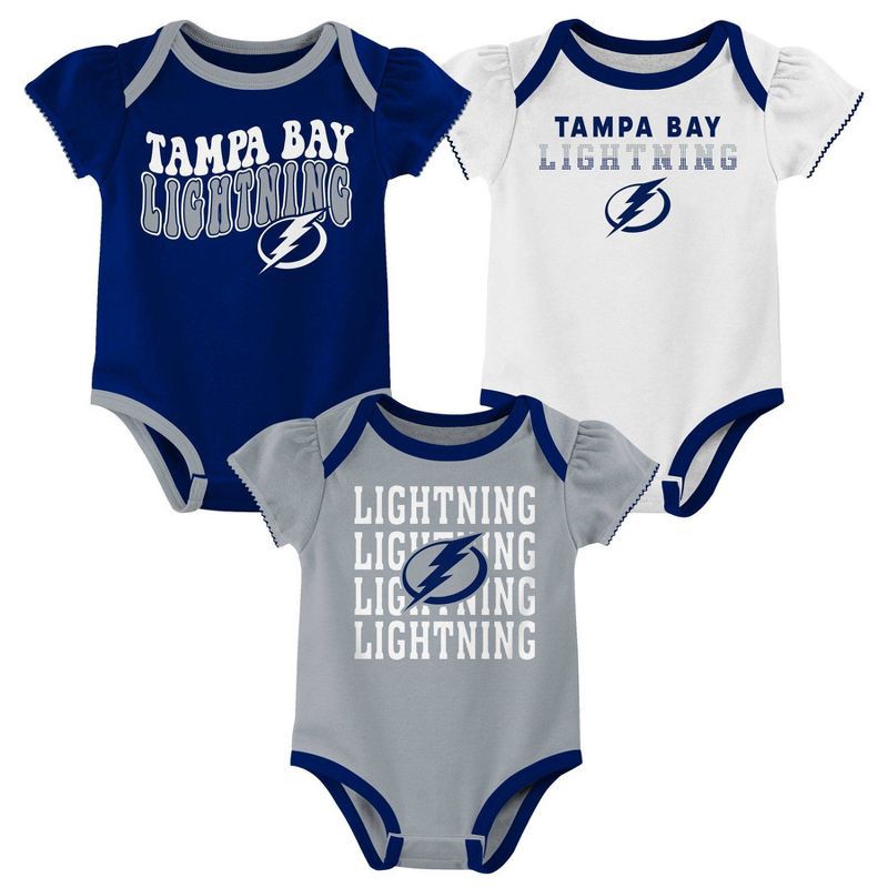 slide 1 of 4, NHL Tampa Bay Lightning Infant Girls' 3pk Bodysuits - 18M, 3 ct