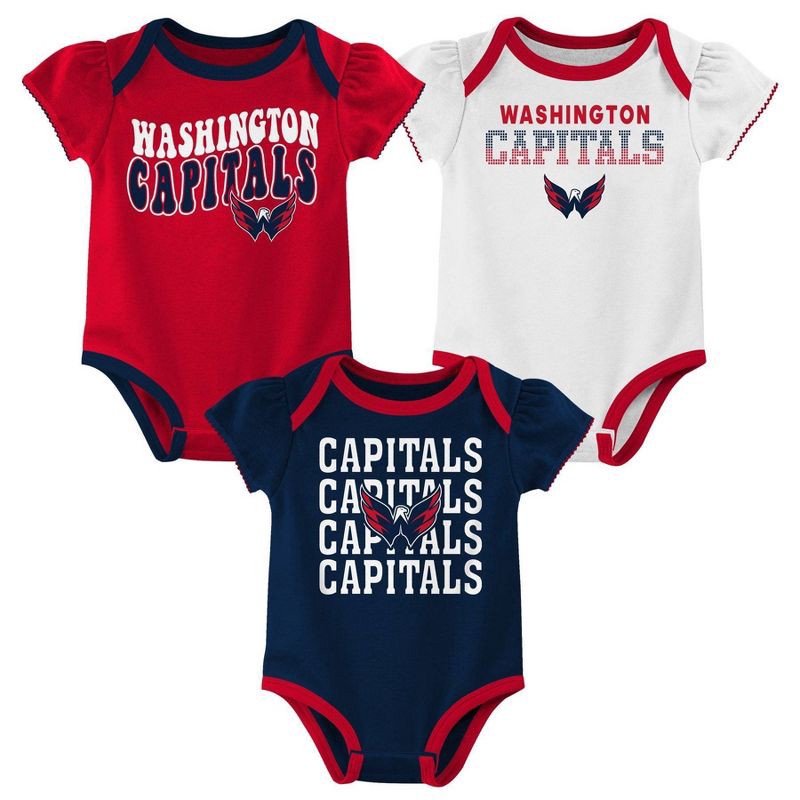 slide 1 of 4, NHL Washington Capitals Infant Girls' 3pk Bodysuits - 0-3M, 3 ct