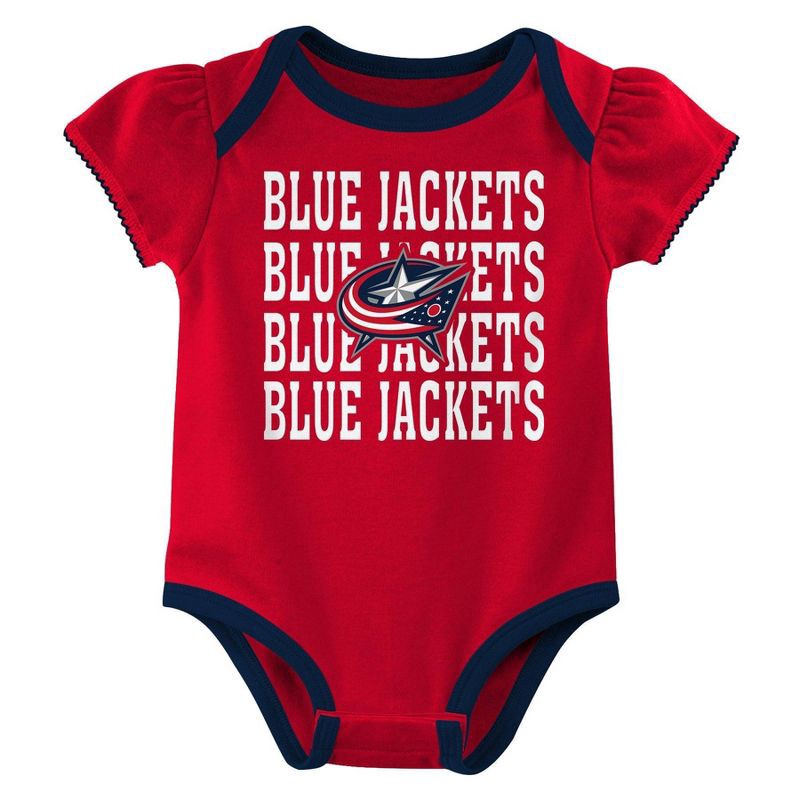 slide 3 of 4, NHL Columbus Blue Jackets Infant Girls' 3pk Bodysuits - 0-3M, 3 ct