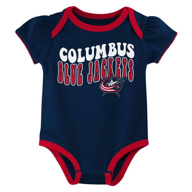 slide 4 of 4, NHL Columbus Blue Jackets Infant Girls' 3pk Bodysuits - 12M, 3 ct