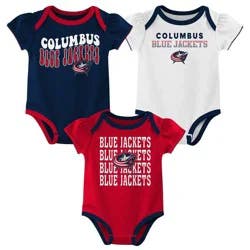 NHL Columbus Blue Jackets Infant Girls' 3pk Bodysuits - 12M
