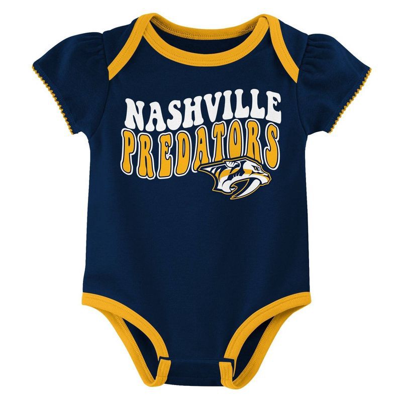 slide 4 of 4, NHL Nashville Predators Infant Girls' 3pk Bodysuits - 3-6M, 3 ct