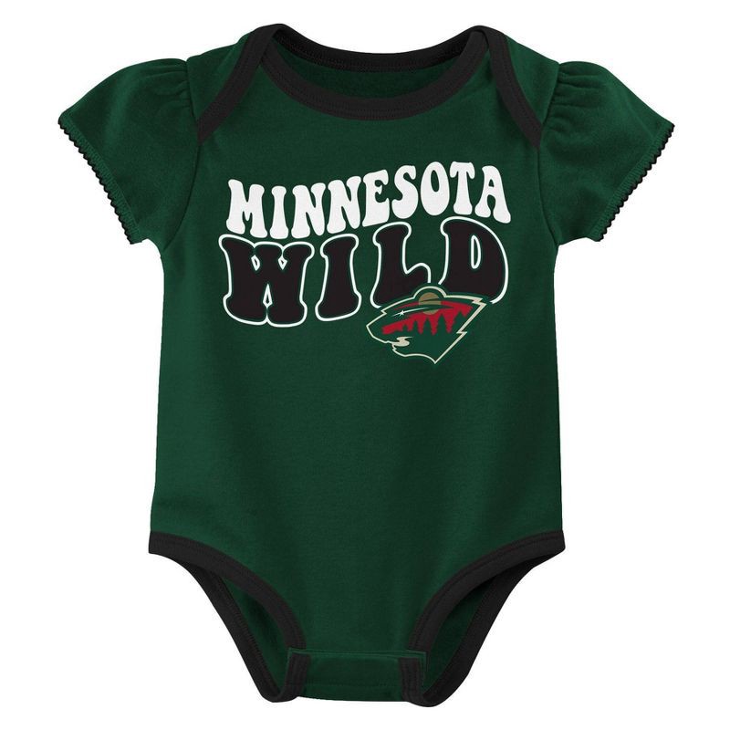 slide 4 of 4, NHL Minnesota Wild Infant Girls' 3pk Bodysuits - 0-3M, 3 ct