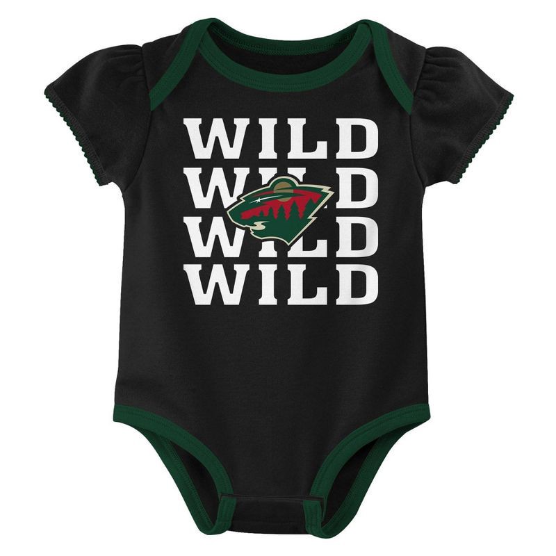 slide 3 of 4, NHL Minnesota Wild Infant Girls' 3pk Bodysuits - 18M, 3 ct