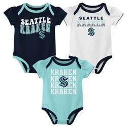 NHL Seattle Kraken Infant Girls' 3pk Bodysuits - 3-6M