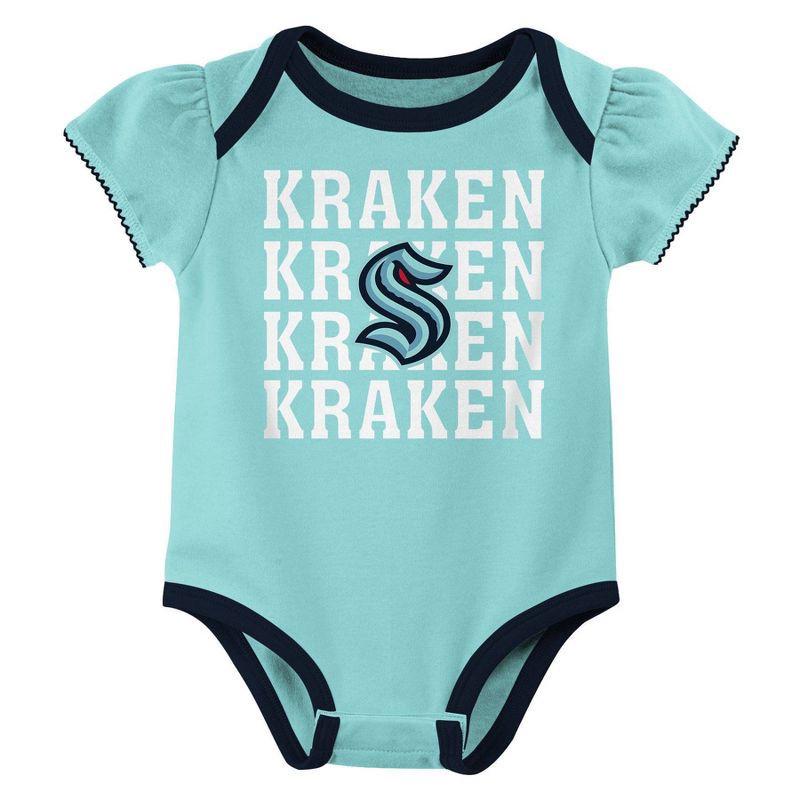 slide 3 of 4, NHL Seattle Kraken Infant Girls' 3pk Bodysuits - 18M, 3 ct