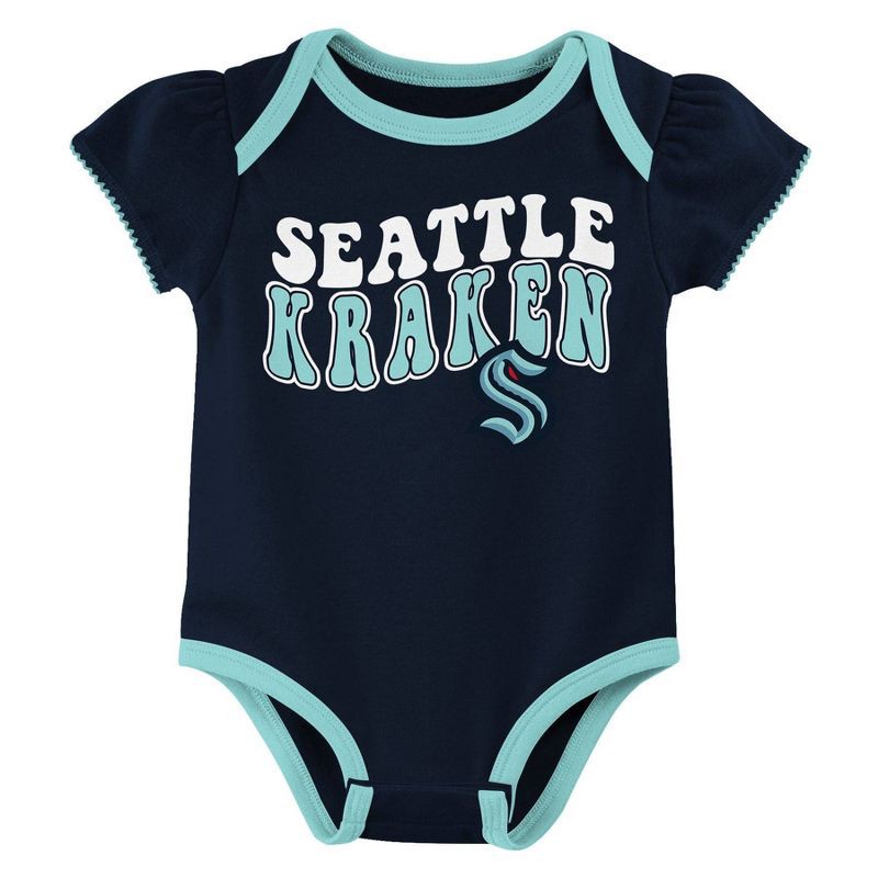 slide 4 of 4, NHL Seattle Kraken Infant Girls' 3pk Bodysuits - 18M, 3 ct