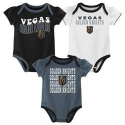 NHL Vegas Golden Knights Infant Girls' 3pk Bodysuits - 12M
