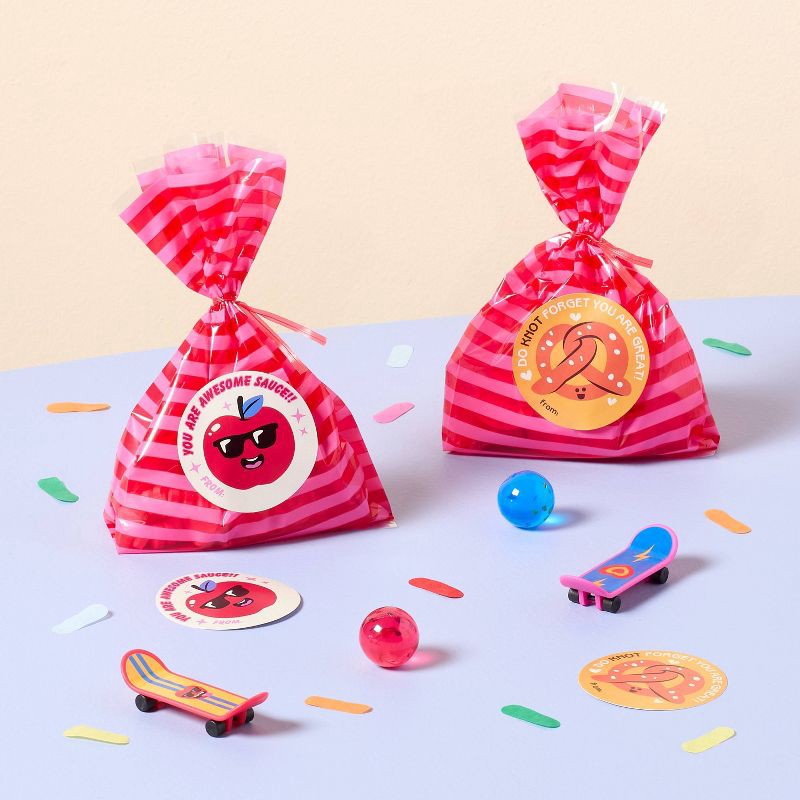 slide 2 of 3, 24ct Valentine's Day Food Vinyl Stickers Pretzel - Spritz™, 24 ct