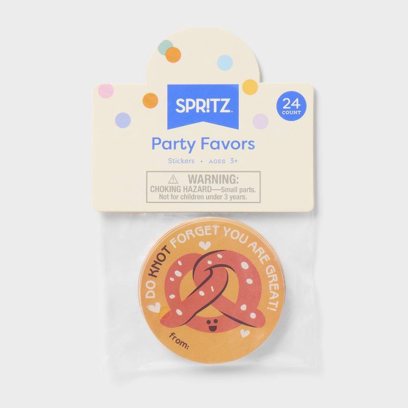 slide 3 of 3, 24ct Valentine's Day Food Vinyl Stickers Pretzel - Spritz™, 24 ct