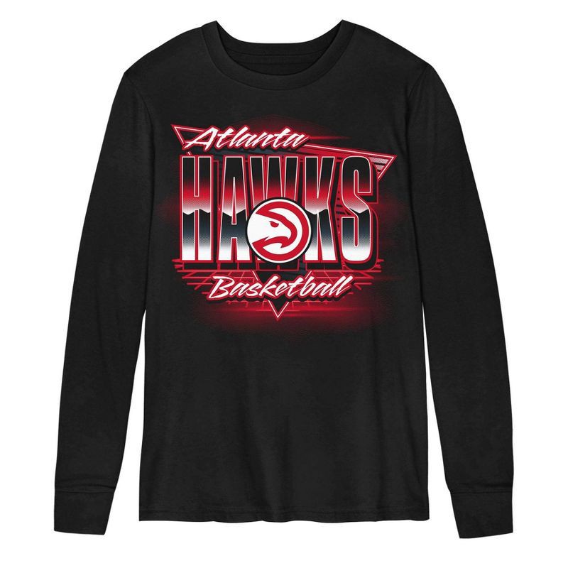 slide 2 of 3, NBA Atlanta Hawks Kids' Black Long Sleeve T-Shirt - XS, 1 ct