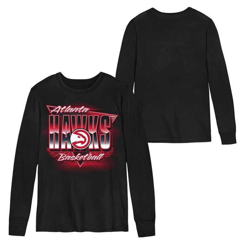 slide 1 of 3, NBA Atlanta Hawks Kids' Black Long Sleeve T-Shirt - XL, 1 ct