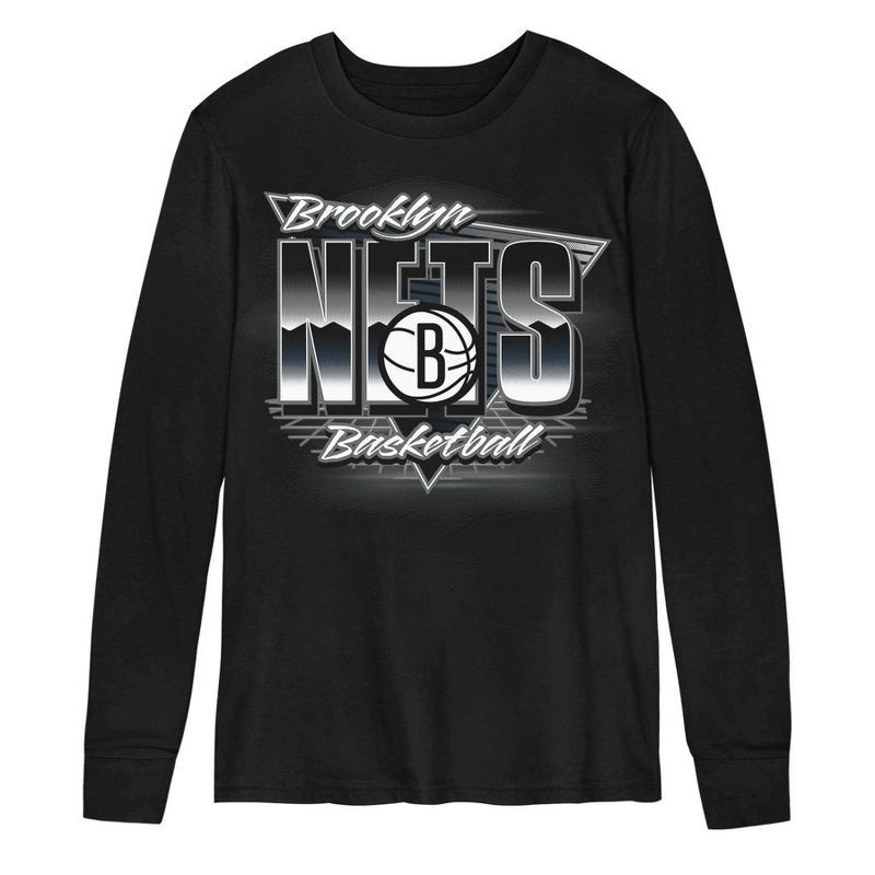 slide 2 of 3, NBA Brooklyn Nets Kids' Black Long Sleeve T-Shirt - S, 1 ct