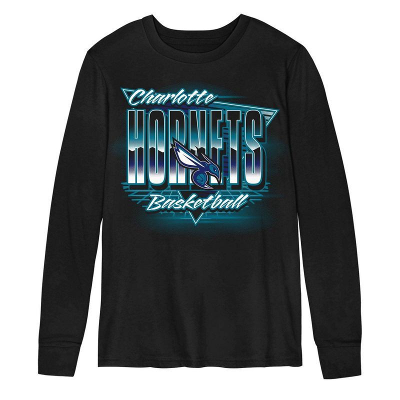 slide 2 of 3, NBA Charlotte Hornets Kids' Black Long Sleeve T-Shirt - XS, 1 ct