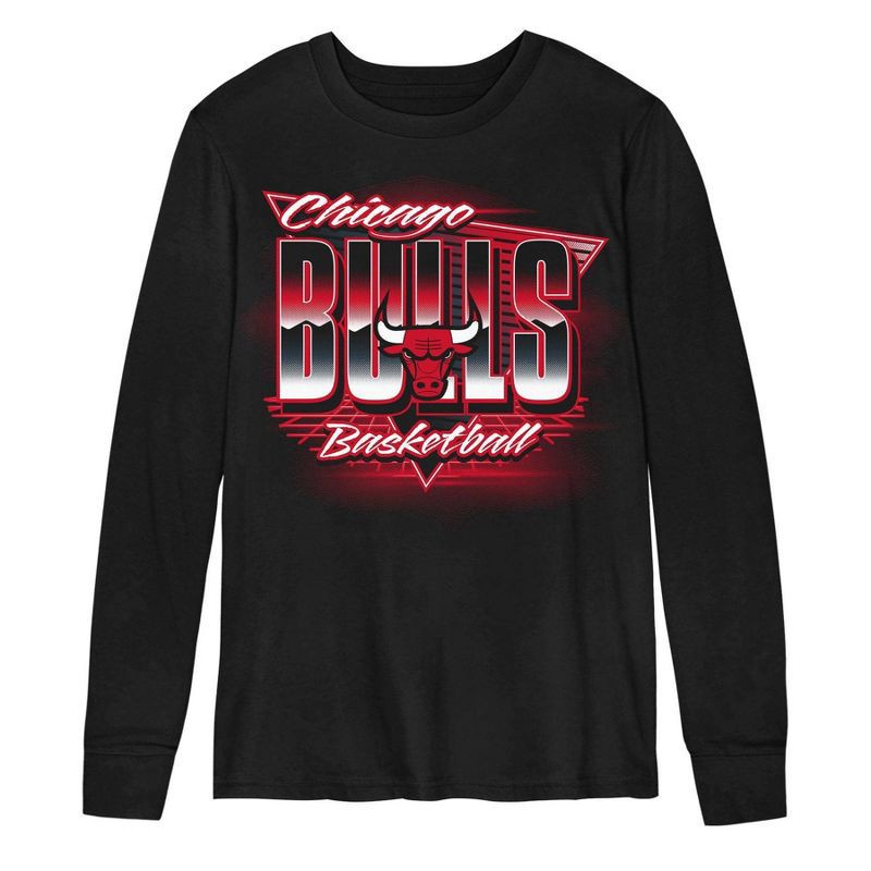 slide 2 of 3, NBA Chicago Bulls Kids' Black Long Sleeve T-Shirt - M, 1 ct