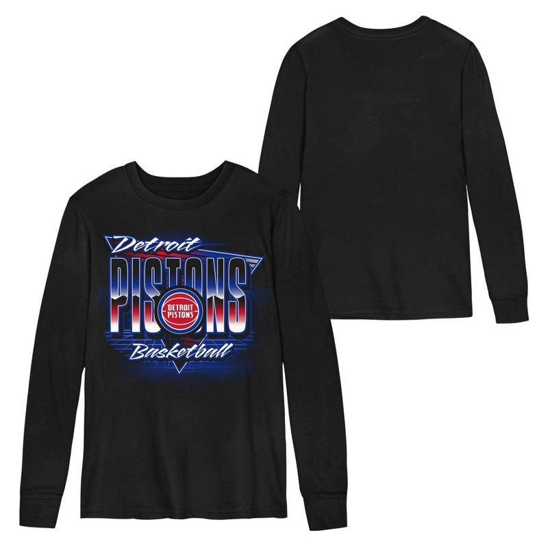 slide 1 of 3, NBA Detroit Pistons Kids' Black Long Sleeve T-Shirt - M, 1 ct
