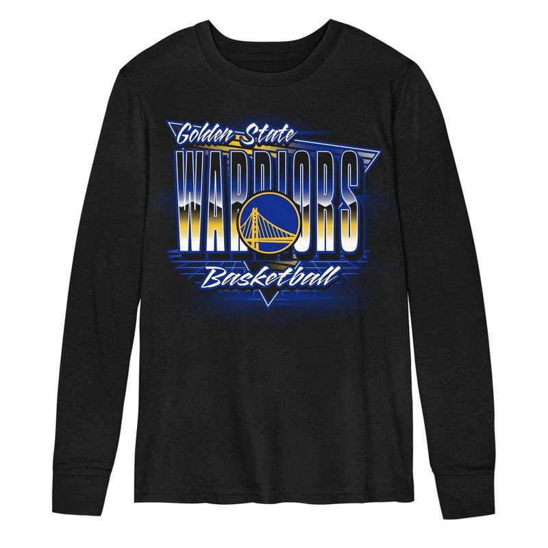 slide 2 of 3, NBA Golden State Warriors Kids' Black Long Sleeve T-Shirt - S, 1 ct