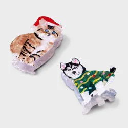 Girls' 2pk Christmas Cat and Dog Claw Clip Set - art class™