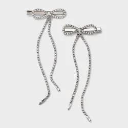 Girls' 2pk Rhinestone Chain Bow Clip Set - art class™ Silver