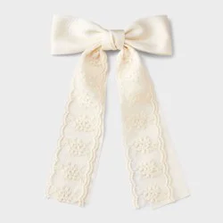 Girls' Floral Lace Satin Bow Barrette - art class™ Ivory