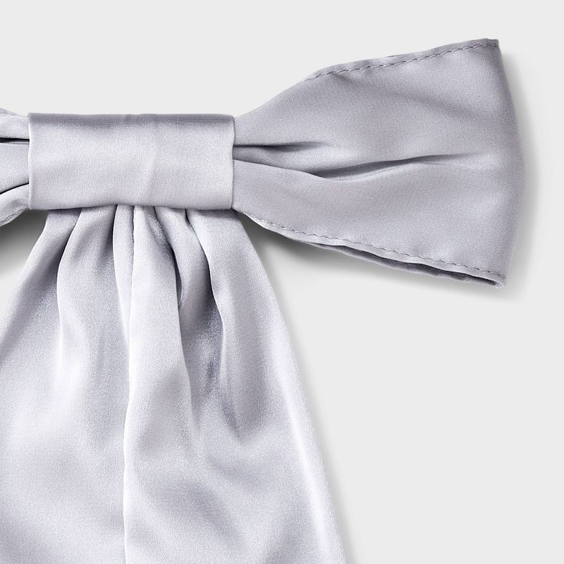 slide 3 of 3, Girls' Satin Bow Barrette - art class™ Gray, 1 ct