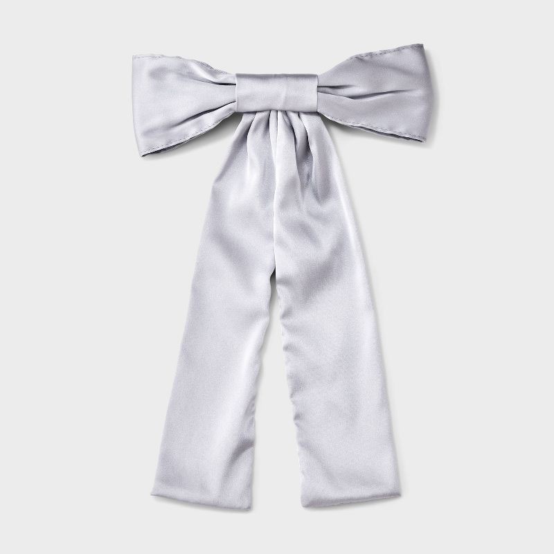 slide 1 of 3, Girls' Satin Bow Barrette - art class™ Gray, 1 ct
