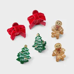 Girls' 6pk Christmas Mini Claw Clip Set - Cat & Jack™