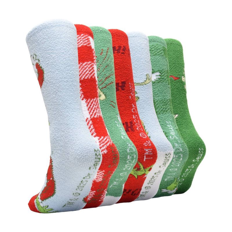 slide 2 of 4, Men's How the Grinch Stole Christmas Cozy Socks - Blue 6-12, 1 ct