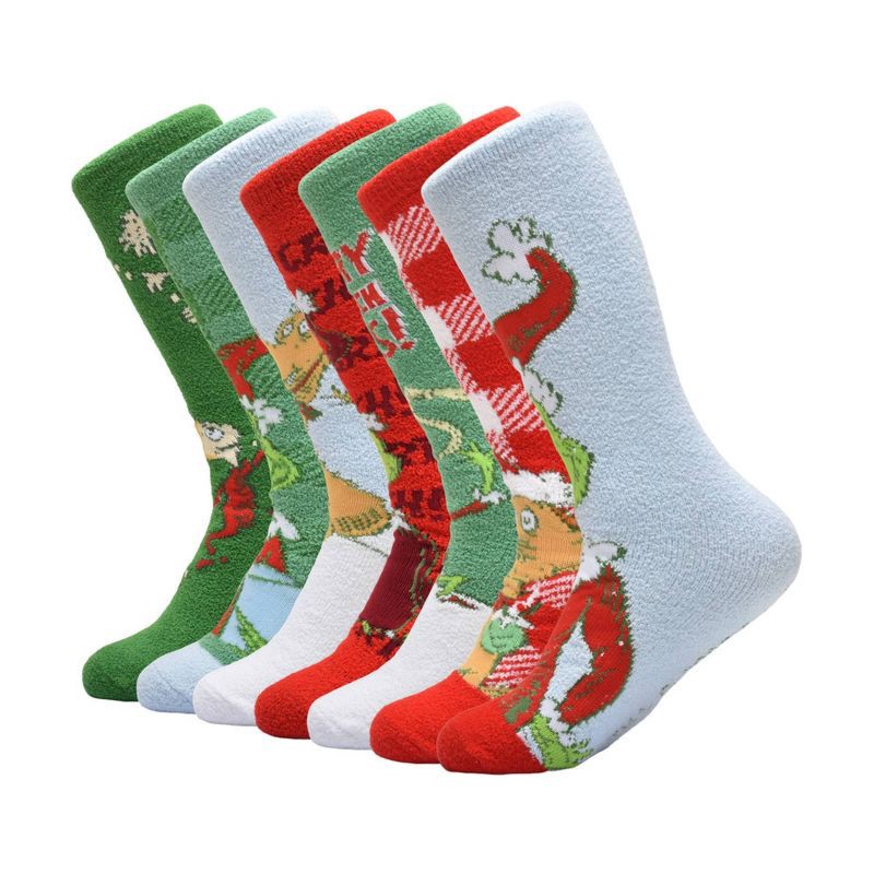 slide 3 of 4, Men's How the Grinch Stole Christmas Cozy Socks - Blue 6-12, 1 ct