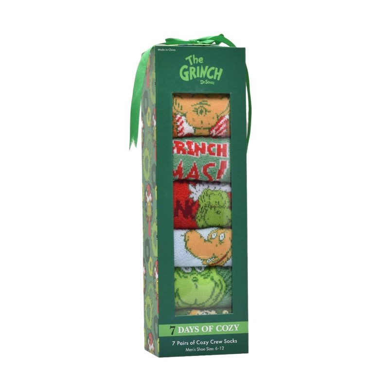 slide 4 of 4, Men's How the Grinch Stole Christmas Cozy Socks - Blue 6-12, 1 ct