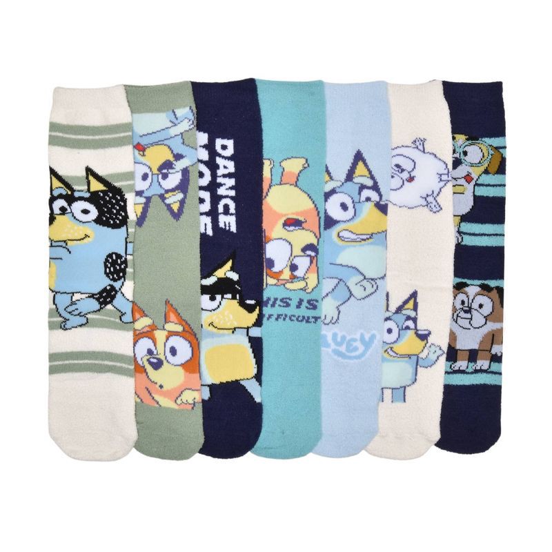 slide 3 of 4, Men's Bluey Cozy Socks - Oatmeal 6-12, 1 ct