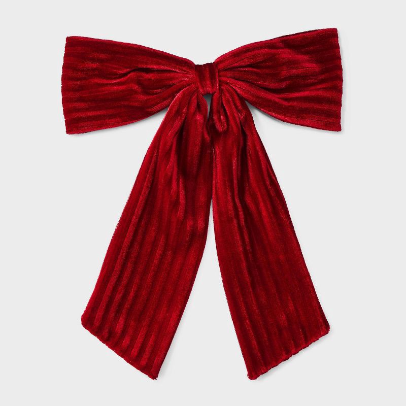 slide 1 of 3, Girls' Holiday Velvet Bow Barrette - Cat & Jack™ Red, 1 ct