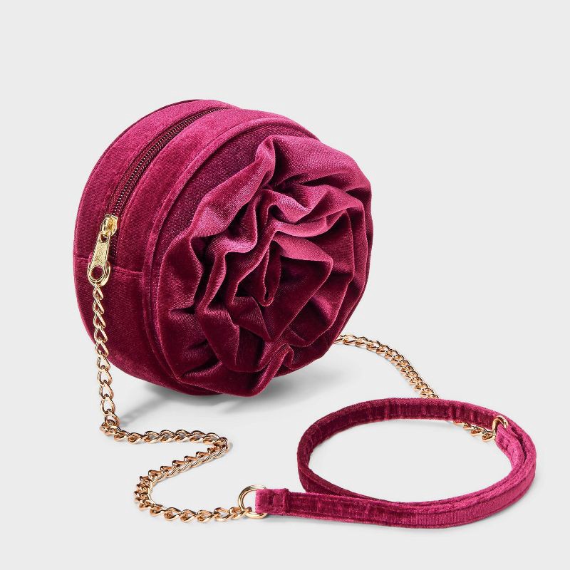 slide 2 of 4, Girls' Holiday Velvet Crossbody Bag - Cat & Jack™ Red, 1 ct