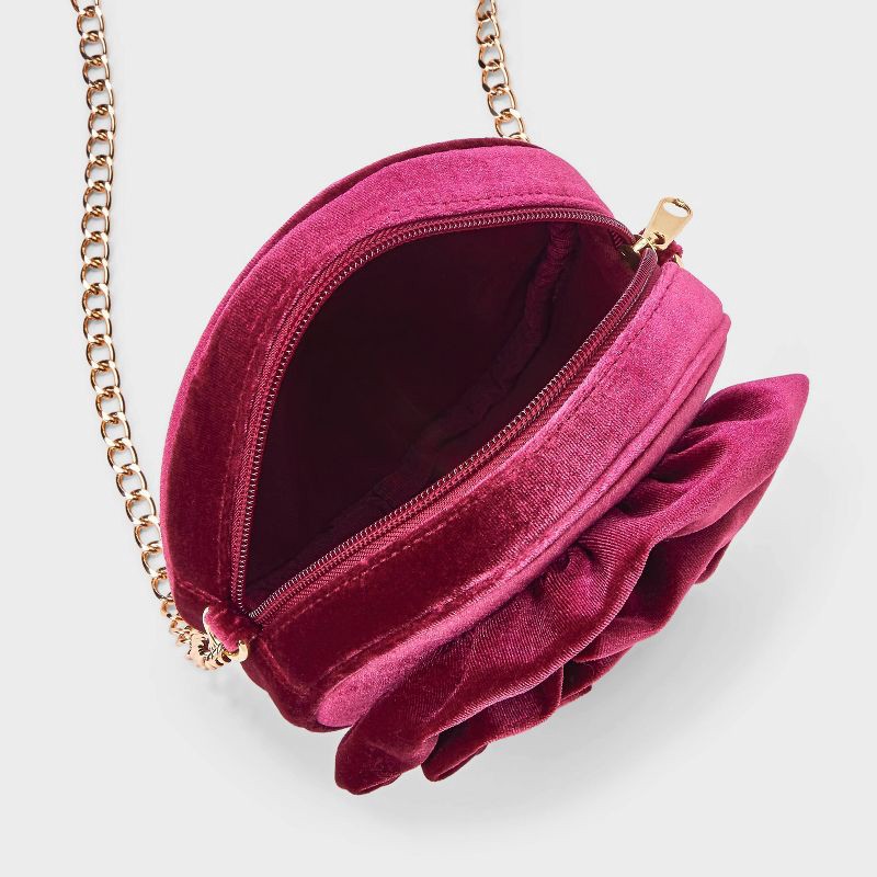 slide 3 of 4, Girls' Holiday Velvet Crossbody Bag - Cat & Jack™ Red, 1 ct