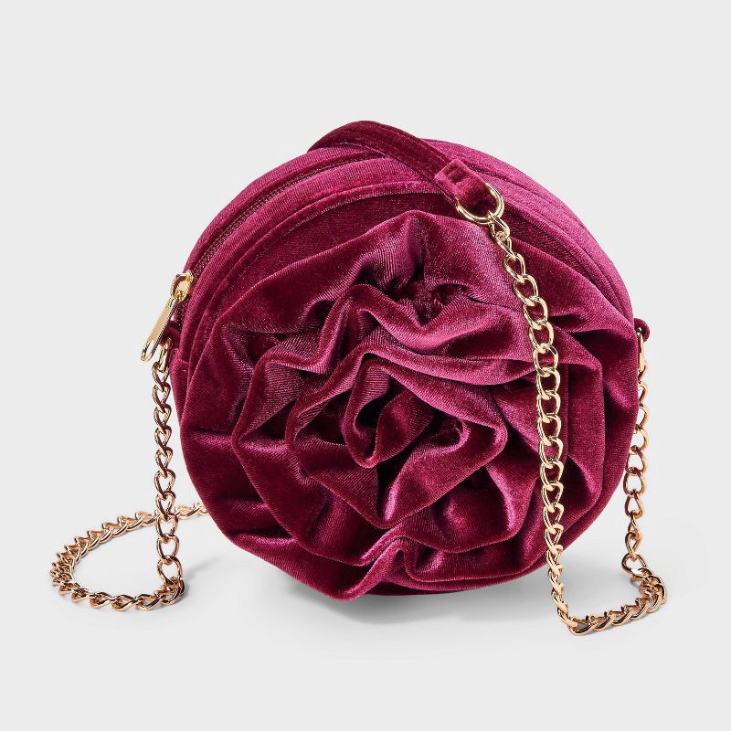 slide 1 of 4, Girls' Holiday Velvet Crossbody Bag - Cat & Jack™ Red, 1 ct