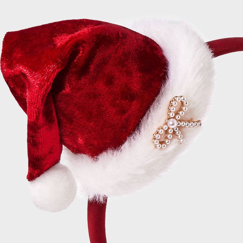 slide 3 of 3, Girls' Christmas Santa Hat Headband - Cat & Jack™ Red, 1 ct