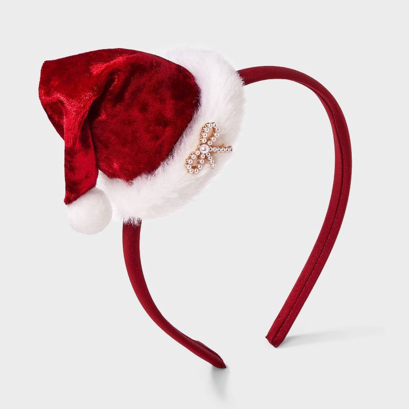 slide 1 of 3, Girls' Christmas Santa Hat Headband - Cat & Jack™ Red, 1 ct