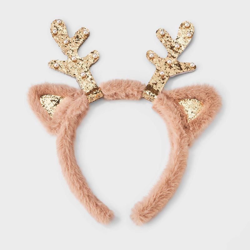 slide 2 of 3, Girls' Holiday Reindeer Headband - Cat & Jack™, 1 ct