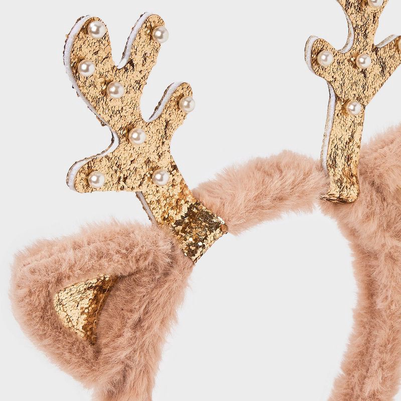 slide 3 of 3, Girls' Holiday Reindeer Headband - Cat & Jack™, 1 ct