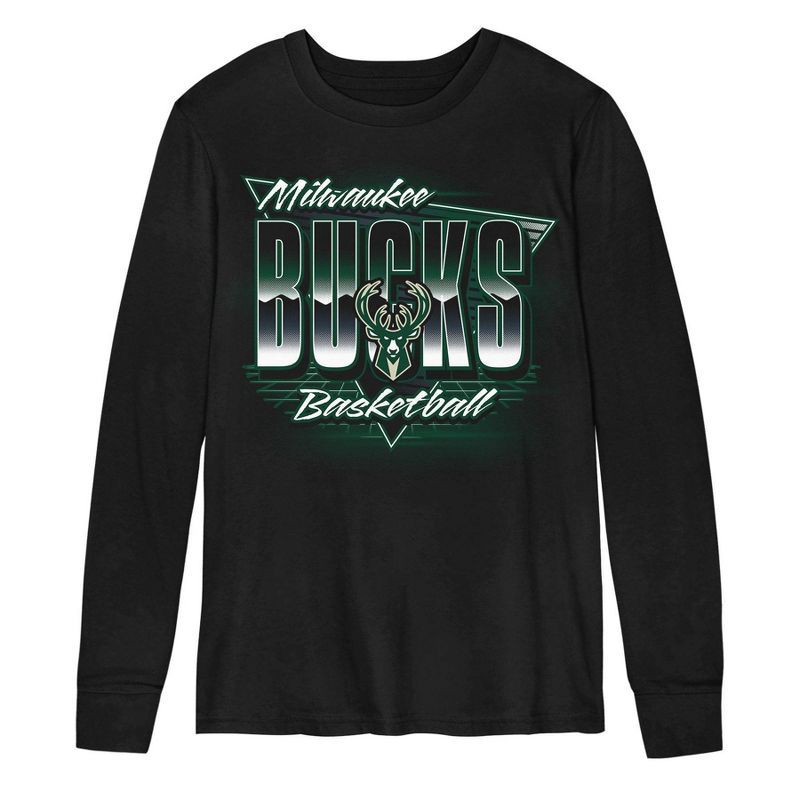 slide 2 of 3, NBA Milwaukee Bucks Kids' Black Long Sleeve T-Shirt - M, 1 ct