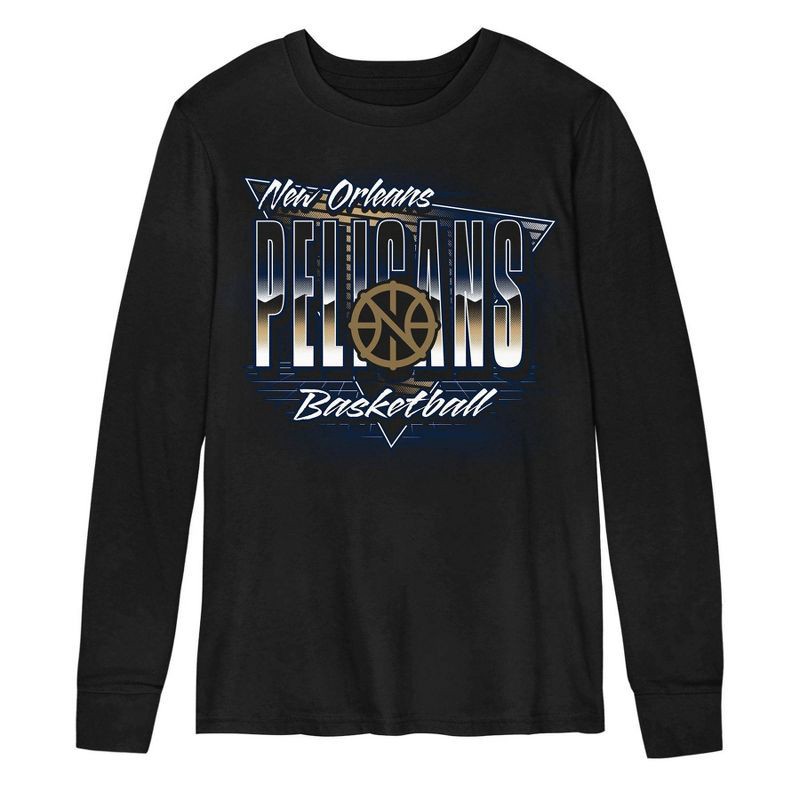 slide 2 of 3, NBA New Orleans Pelicans Kids' Black Long Sleeve T-Shirt - M, 1 ct
