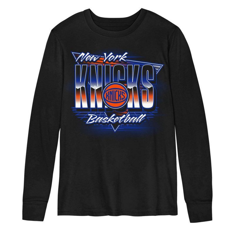 slide 2 of 3, NBA New York Knicks Kids' Black Long Sleeve T-Shirt - XS, 1 ct