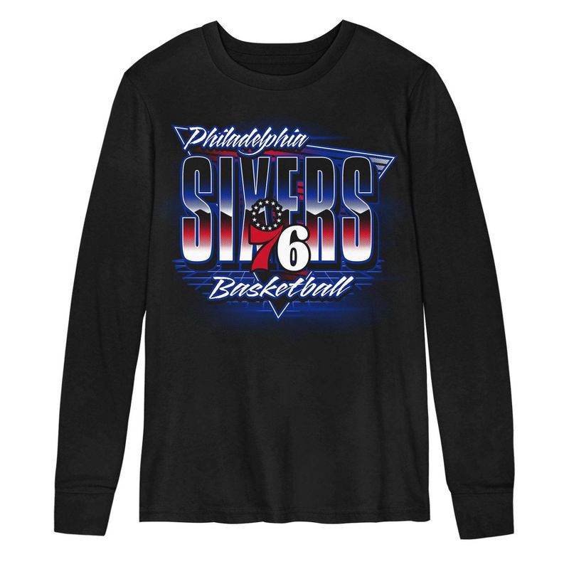 slide 2 of 3, NBA Philadelphia 76ers Kids' Black Long Sleeve T-Shirt - XS, 1 ct