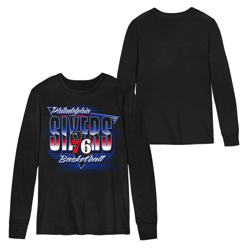 slide 1 of 3, NBA Philadelphia 76ers Kids' Black Long Sleeve T-Shirt - S, 1 ct