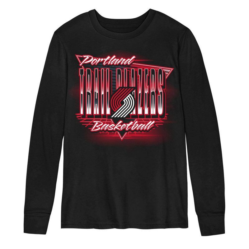 slide 2 of 3, NBA Portland Trail Blazers Kids' Black Long Sleeve T-Shirt - M, 1 ct