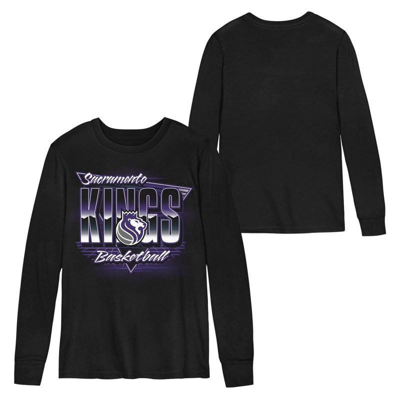 slide 1 of 3, NBA Sacramento Kings Kids' Black Long Sleeve T-Shirt - S, 1 ct